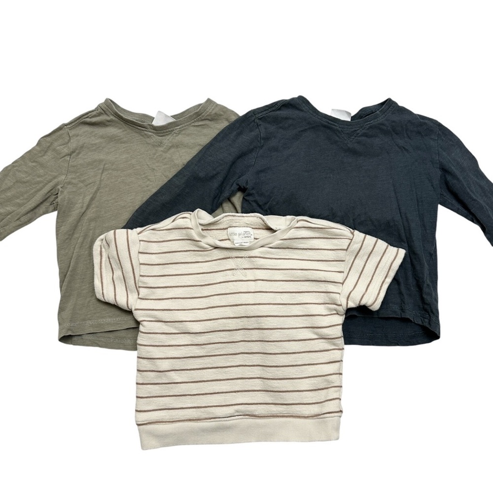 Zara Long Sleeve Tees in Green and navy and short sleeve little planet striped